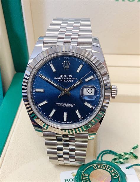 rolex blue datejust women onwrist|Rolex Datejust blue dial 41mm.